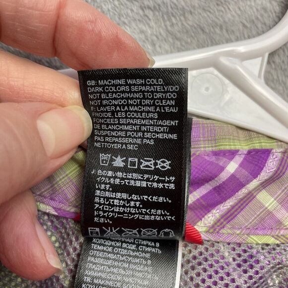 The North Face Boulder Penelope Shirt Top Womens L Purple Green Plaid Vented - Picture 7 of 14